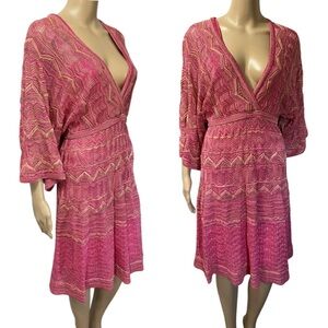 M Missoni pink  Metallic Zigzag Striped Dress Size 42  Retails $895